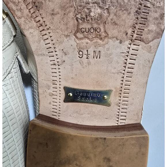 Giorgio Brutini Private Collection Cream Snakeskin/Ostrich Loafers Mens Sz 9.5 M - Picture 9 of 9